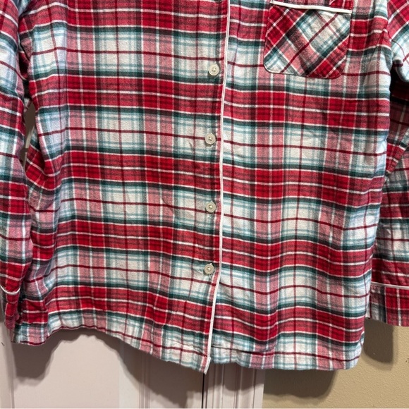 Gillian & O’Malley Red White  Plaid Flannel Pajamas Button Down Top Pants Sz L - Picture 4 of 16